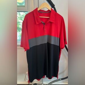 NWOT Adidas 3XL Red and Gray Merch Block Polo Shirt Athletic Casual